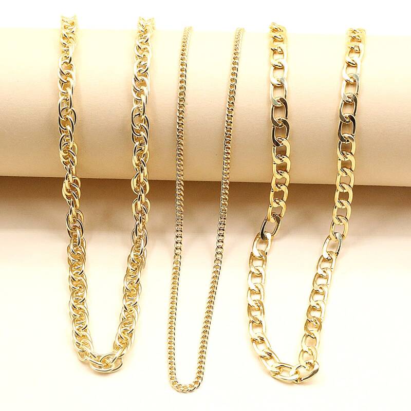 

3pcs Minimalist Chain Necklace, Gold