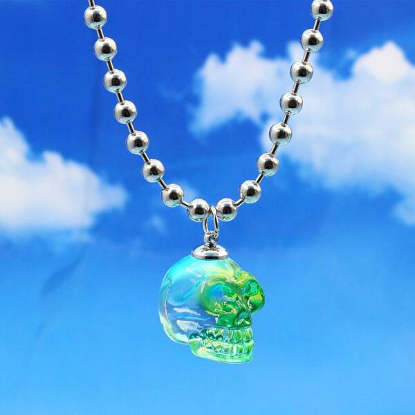 

Skull Pendant Necklace, Green