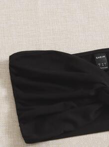 SHEIN Essnce Two-Piece Set Women's Solid Color Twist Crop Tube Top - Red - View 3