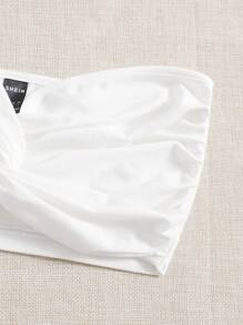 SHEIN Essnce Summer 2 Packs Twist Front Crop Corset Tube Top - Black and White - View 4