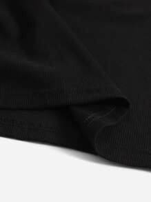 SHEIN EZwear V-collar Solid Tank Top - Black - View 6