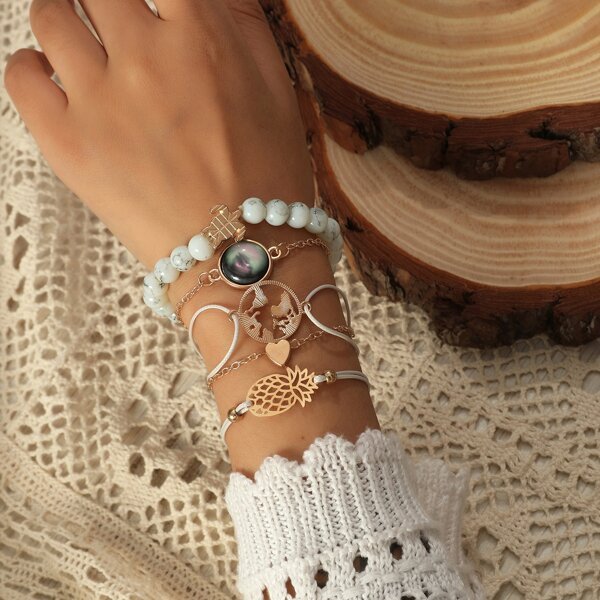 

5pcs Simple Bracelet, Gold