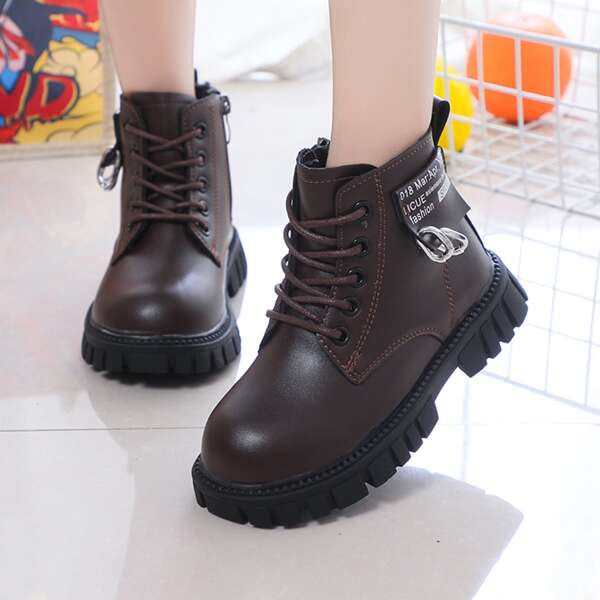 

Toddler Girls Lace-up Front Boots, Brown