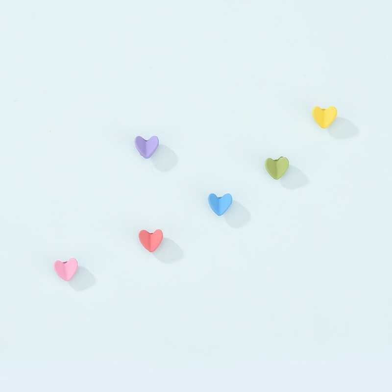 

6pcs Heart Decor Stud Earrings, Multicolor