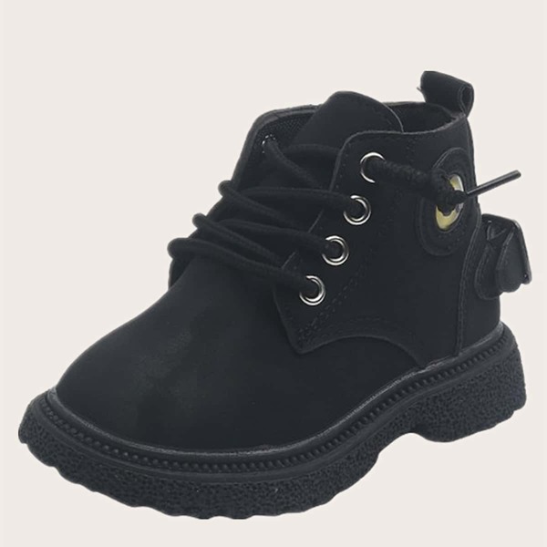 

Toddler Girls Lace-up Front Boots, Black