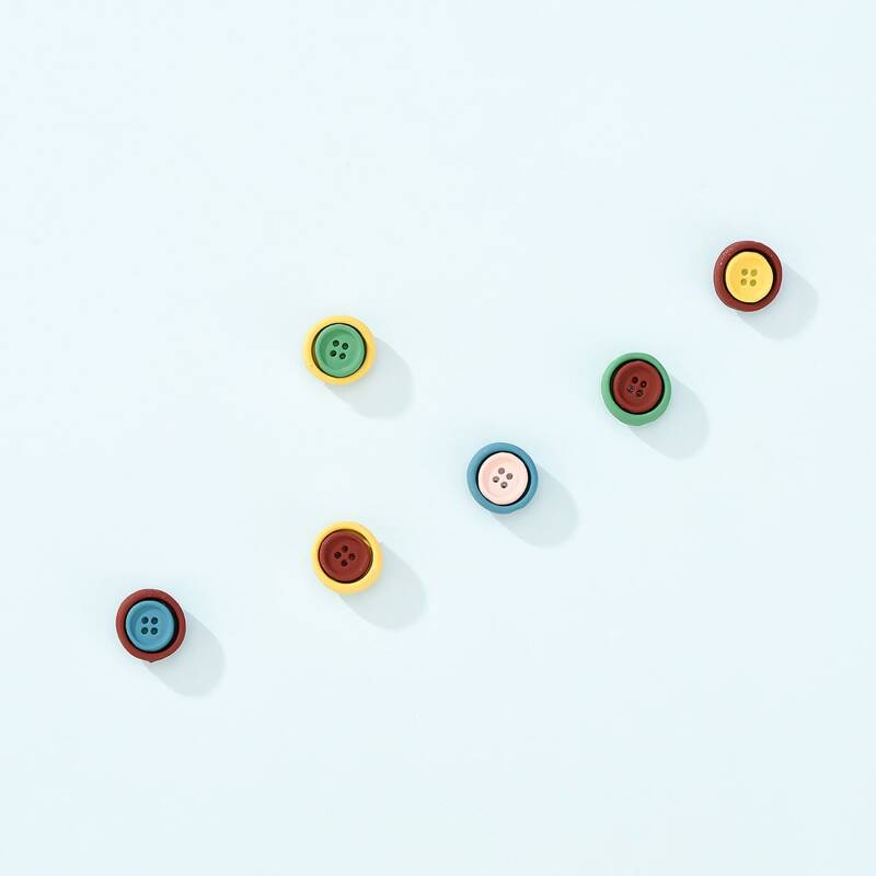 

6pcs Button Decor Stud Earrings, Multicolor