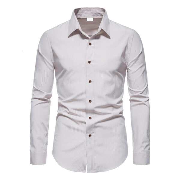 

Men Pinstriped Button Up Shirt, Beige