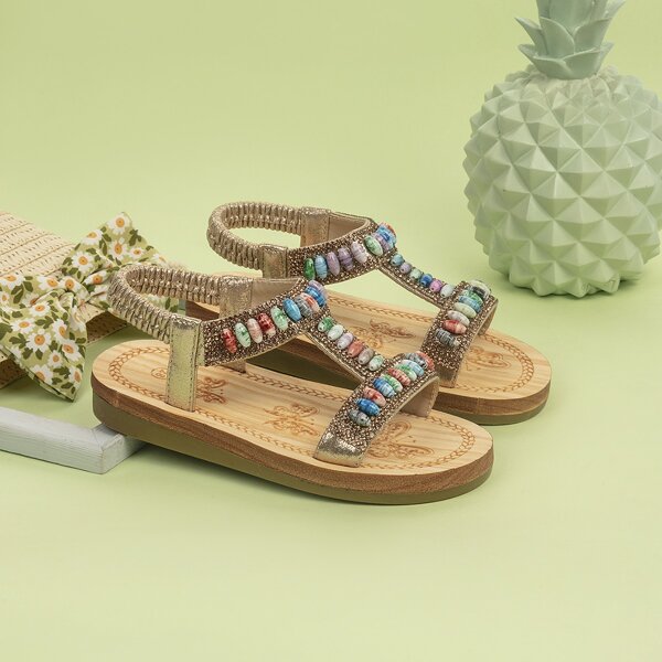 

Toddler Girls Rhinestone & Beaded Decor Slingback Sandals, Multicolor