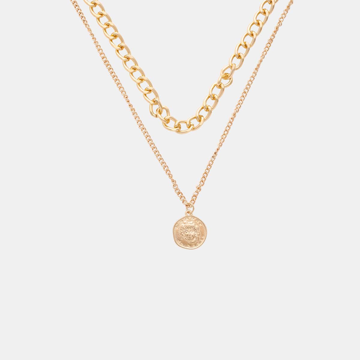 

Coin Design Layered Necklace, Gold