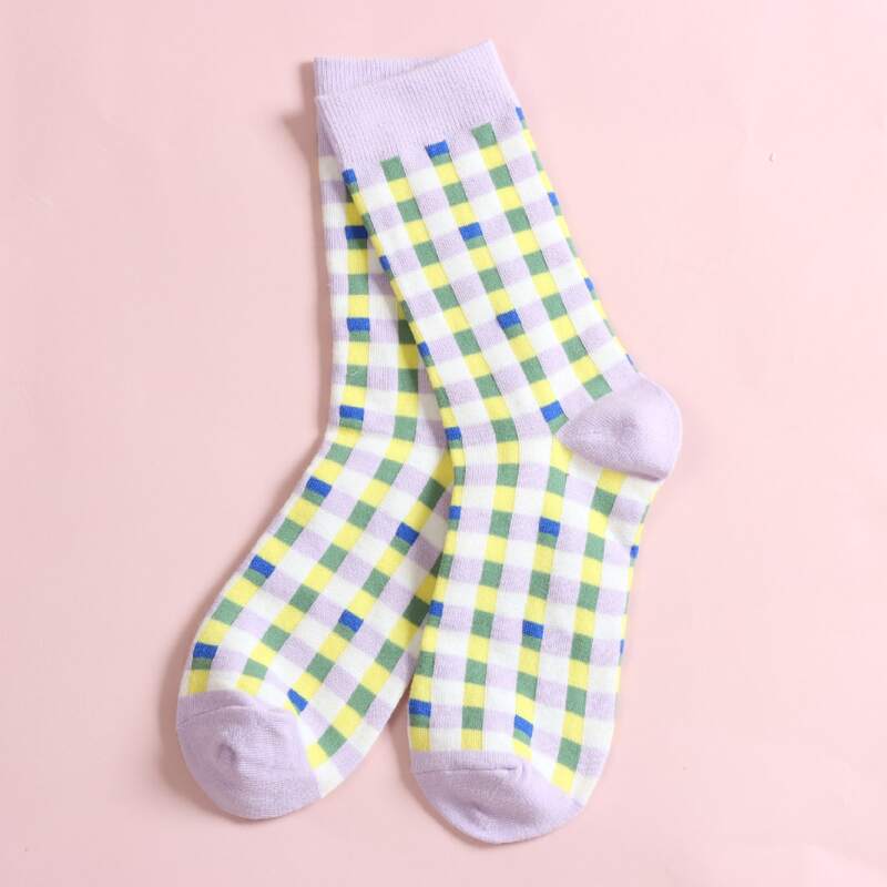 

Plaid Print Crew Socks, Multicolor