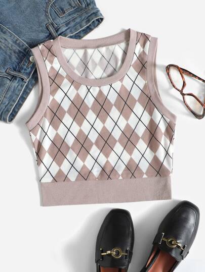 SHEIN EZwear Top tank con patrón de rombo