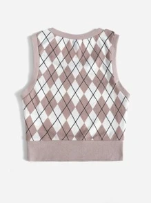 SHEIN EZwear Argyle Pattern Tank Top - Multicolor - View 2