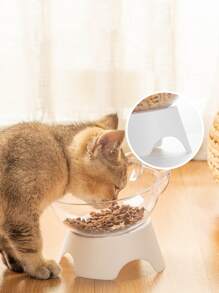 1pc Cartoon Design Neck Guard Pet Bowl For Cat And Dog For Pet Eating - White - View 3