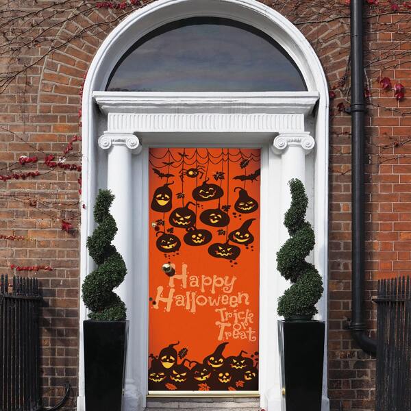

2pcs Halloween Pumpkin Print Door Sticker, Multicolor