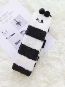 Sọc in mờ trên tất đầu gối - Đen và trắng - Xem 2