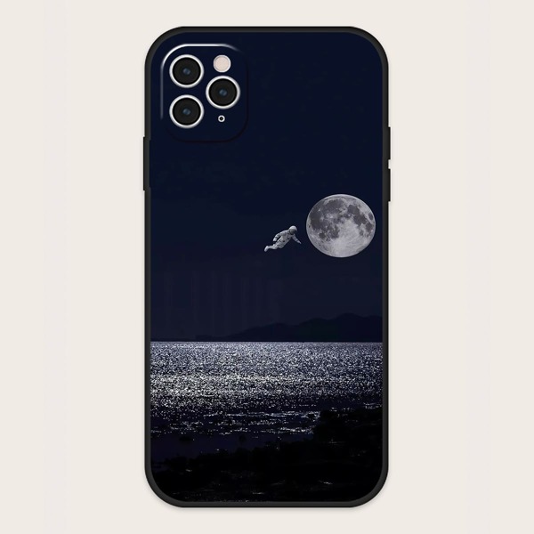 

Astronaut With Moon Pattern Phone Case, Black