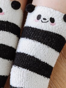 Sọc in mờ trên tất đầu gối - Đen và trắng - Xem 4