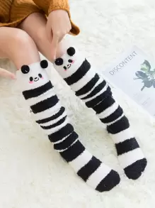 Sọc in mờ trên tất đầu gối - Đen và trắng - Xem 5