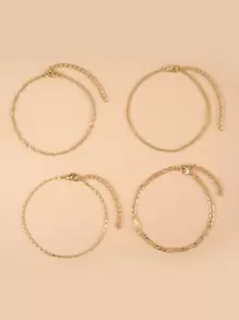 4pcs Minimalist Anklet - Yellow Gold - View 2