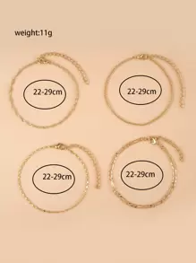 4pcs Minimalist Anklet - Yellow Gold - View 3
