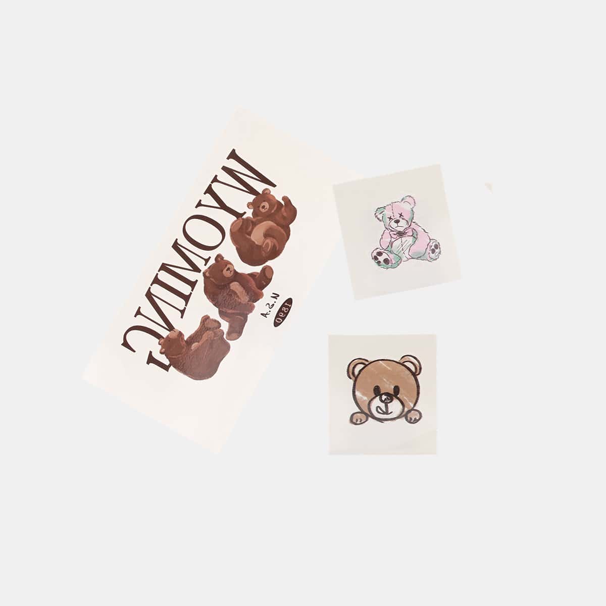

3sheets Bear Pattern Tattoo Sticker, Multicolor