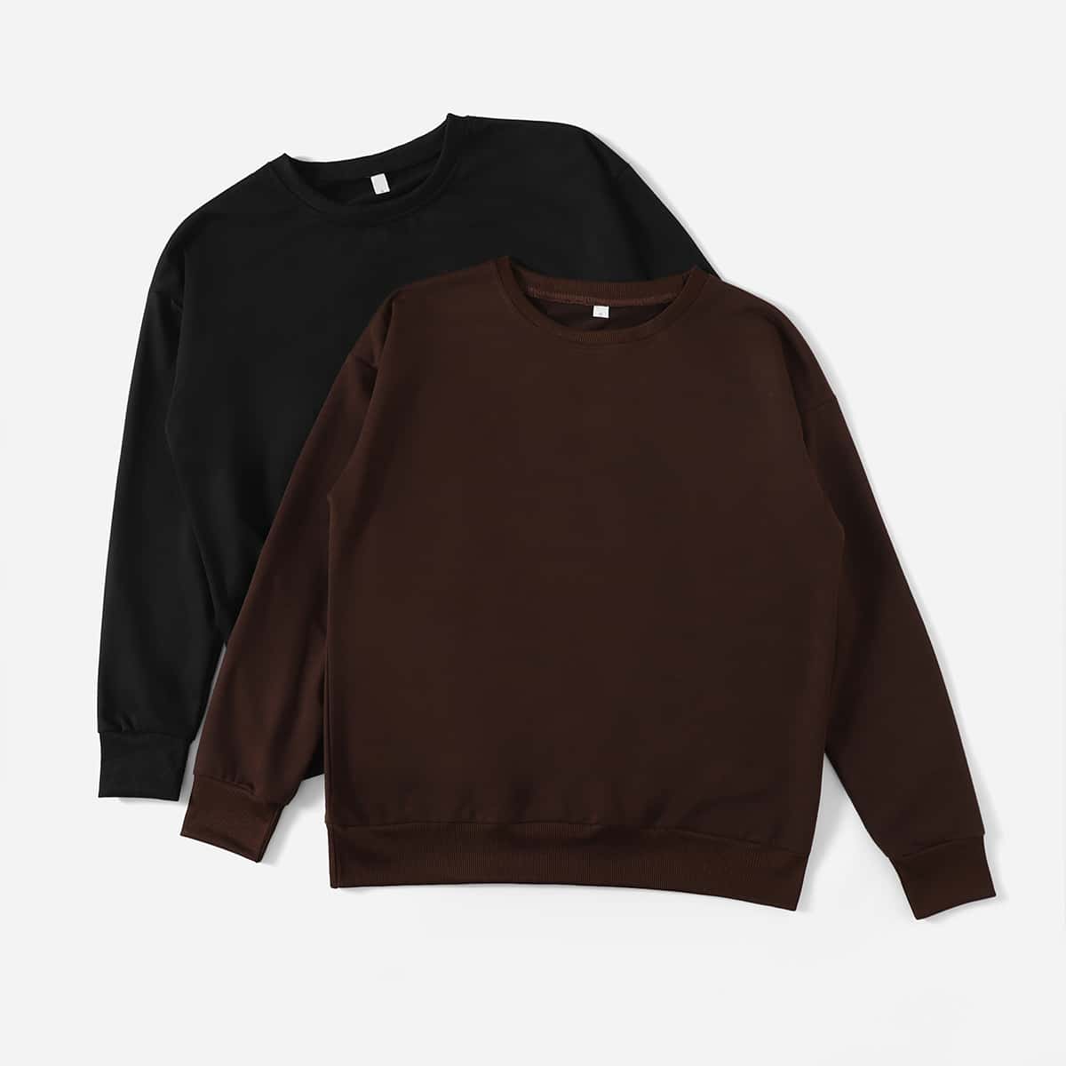 

2pcs Solid Sweatshirt, Multicolor