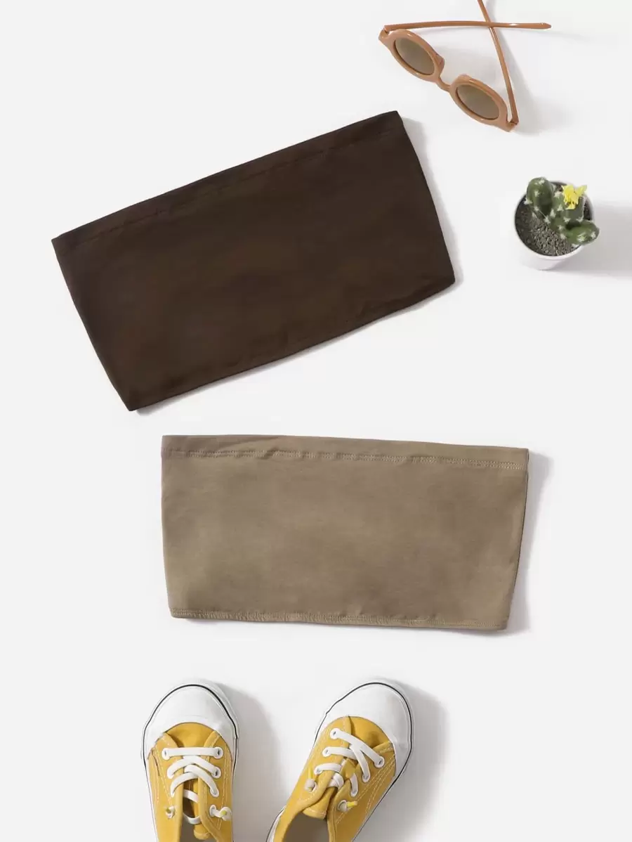 SHEIN Tween Girls 2 Packs Tube Top - Multicolor - View 1