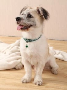 Collar para mascota con estampado de garra con diseño de campana reflectante - Verde Oscuro - Ver 3