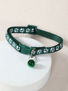 Collar para mascota con estampado de garra con diseño de campana reflectante - Verde Oscuro - Ver 1