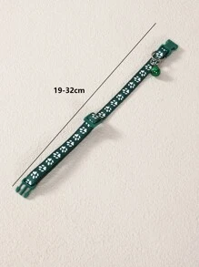 Collar para mascota con estampado de garra con diseño de campana reflectante - Verde Oscuro - Ver 5