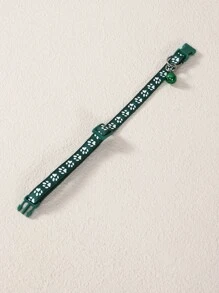 Collar para mascota con estampado de garra con diseño de campana reflectante - Verde Oscuro - Ver 4