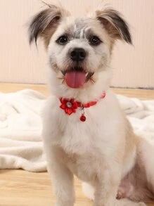 1 Vòng Cổ Thú Cưng Chuông Hoa Mùa Hè Có Móc Dây Xích - Đỏ - Xem 2