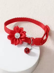 1 Vòng Cổ Thú Cưng Chuông Hoa Mùa Hè Có Móc Dây Xích - Đỏ - Xem 1