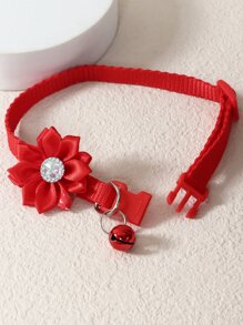 1 Vòng Cổ Thú Cưng Chuông Hoa Mùa Hè Có Móc Dây Xích - Đỏ - Xem 4