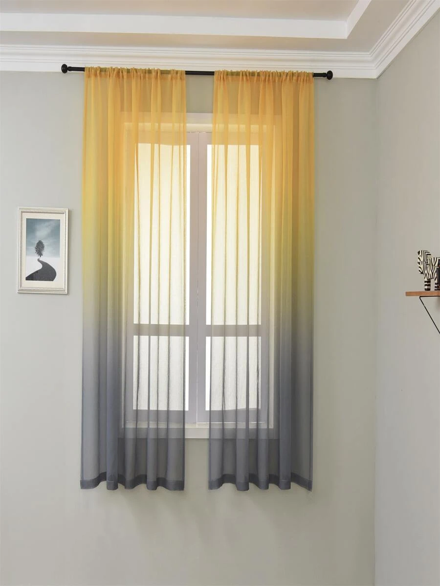 Gradient Color Single Panel Curtain - Yellow - View 1