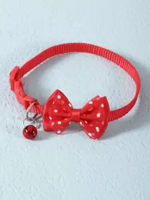 1pc Bow Decor Pet Collar - Red - View 1