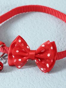 1pc Bow Decor Pet Collar - Red - View 4