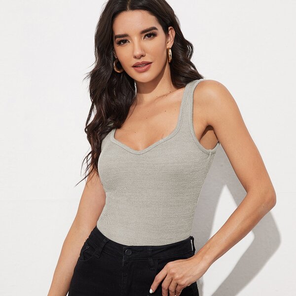 

Rib-knit Tank Top, Light grey