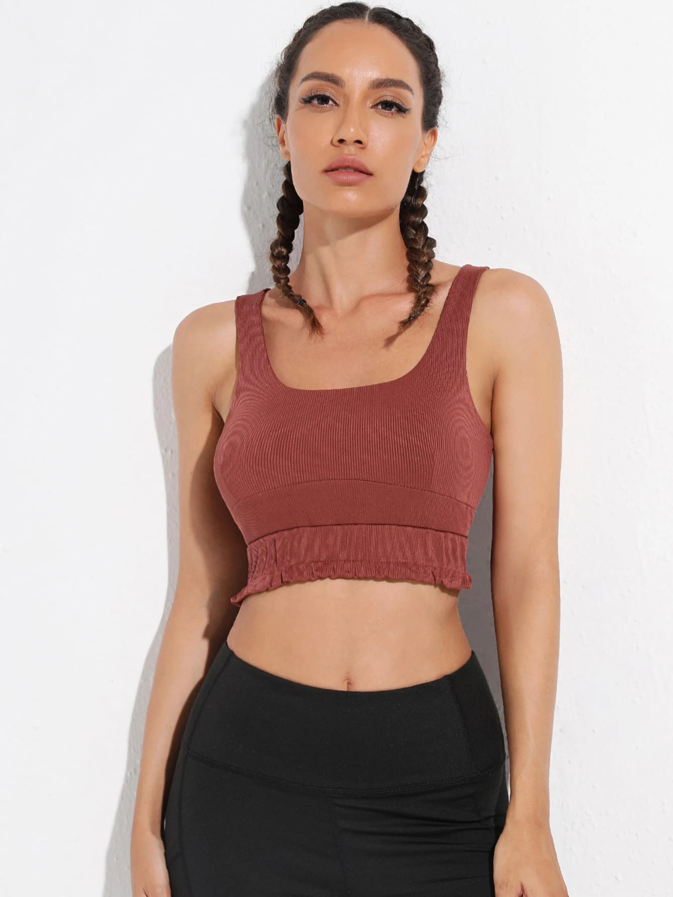 Absorbs Sweat Breathable Frill Hem Sports Bra Shein Asia Absorbs Sweat Breathable Frill Hem Sports Bra Shein Asia