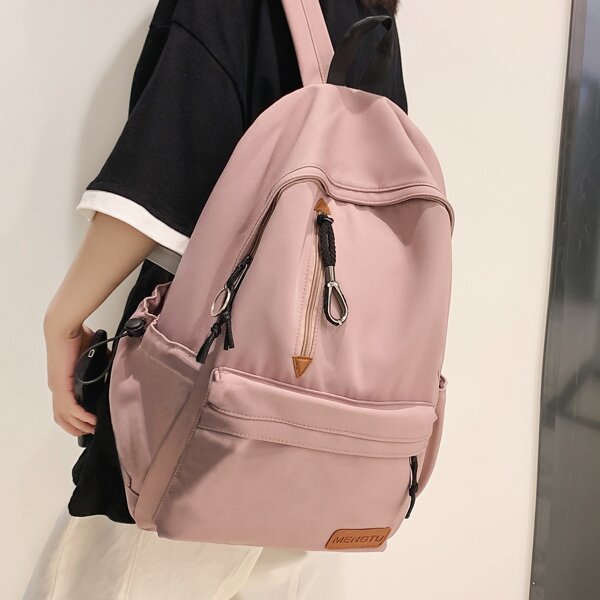 

Minimalist Drawstring Design Functional Backpack, Pink