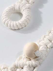 1入組編織樹葉形狀後綁帶窗簾 - 白色 - 查看 4