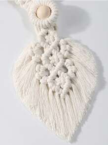 1入組編織樹葉形狀後綁帶窗簾 - 白色 - 查看 5