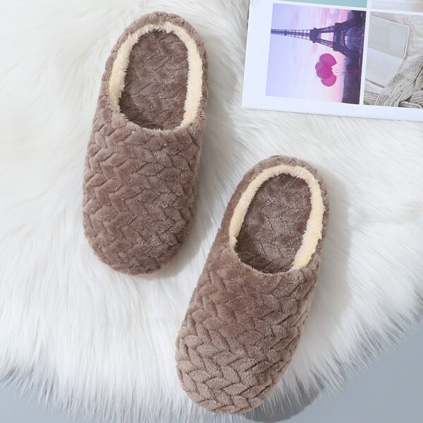 

Braided Embossed Bedroom Slippers, Mocha brown