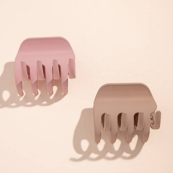 

2pcs Plain Hair Claw, Multicolor