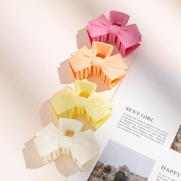 

4pcs Bow Knot Decor Hair Claw, Multicolor