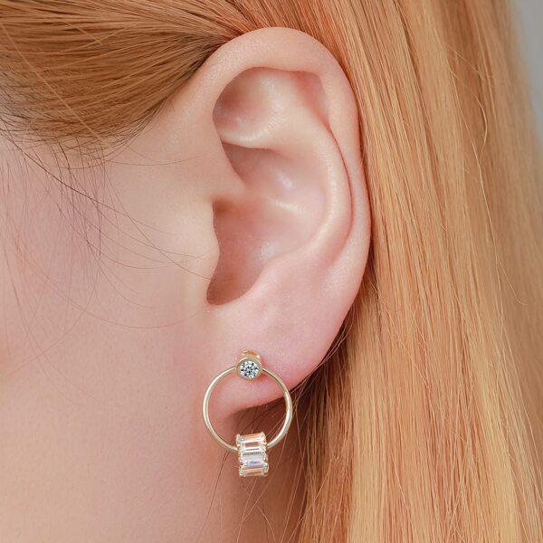 

14K Gold Plated Zircon & Round Decor Earrings