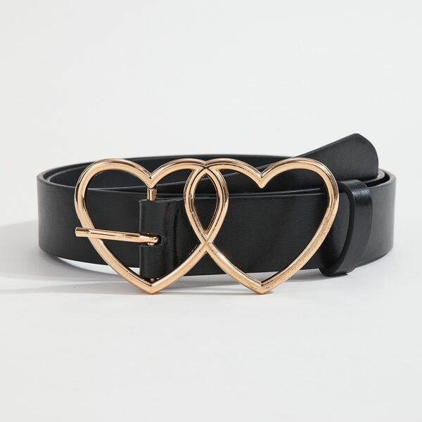 

Heart Buckle Belt With Hole Punch, Black