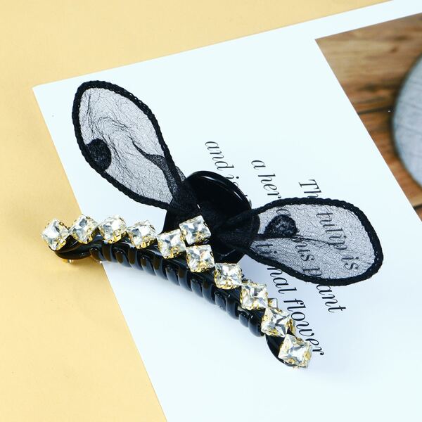 

Rhinestone Decor Hair Claw, Black