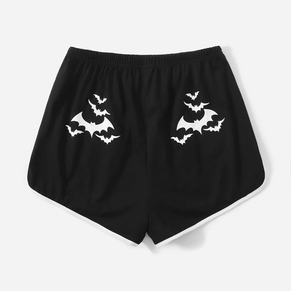 

Bat Graphic Track Shorts, Black