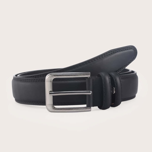 

Men Metal Buckle Belt With Hole Punch, Black